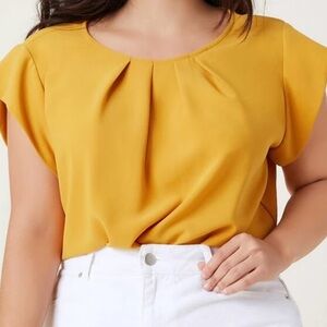 Yellow Pleated Solid Top